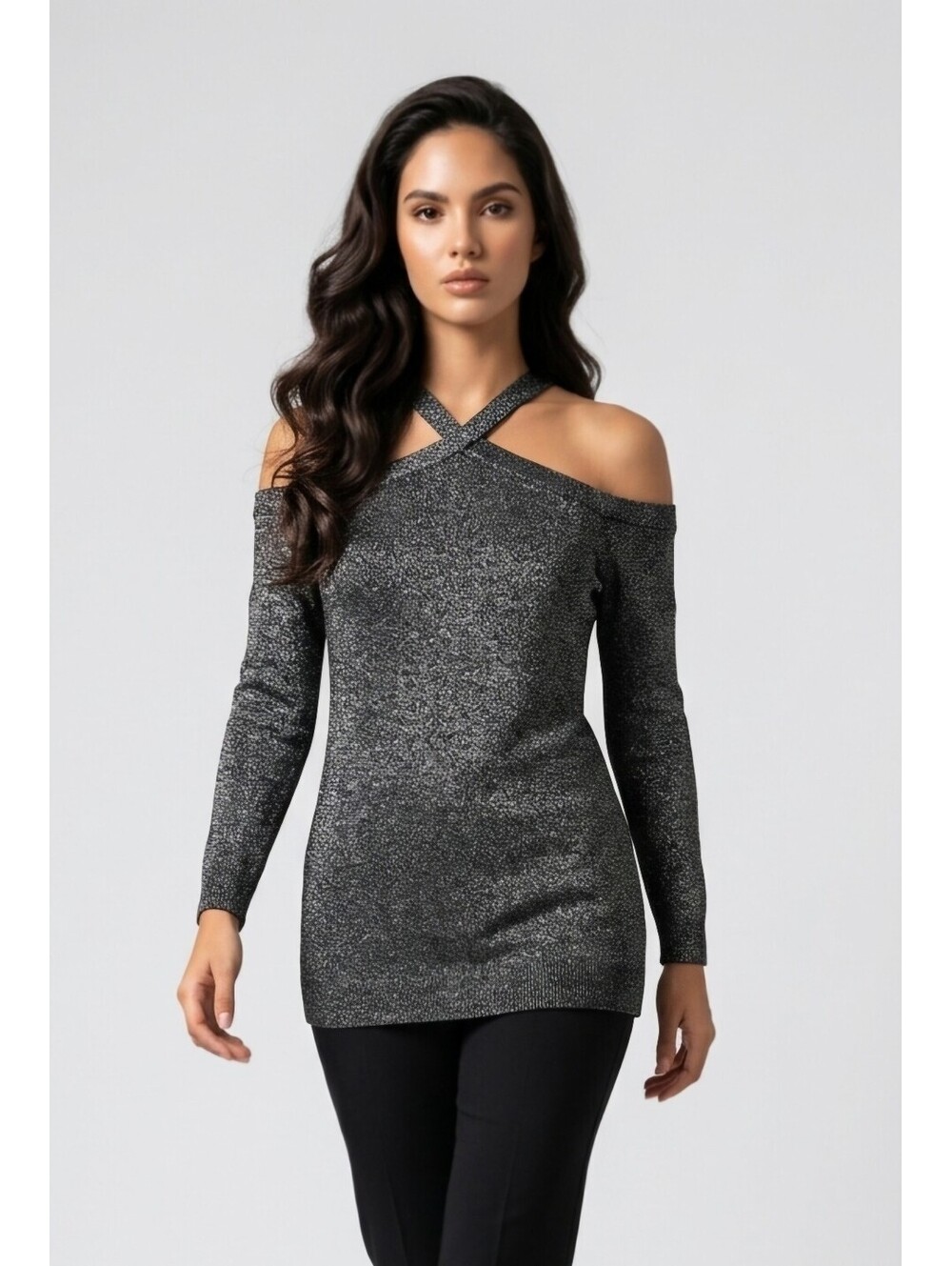 TORRID Women's Metallic Knit Off-Shoulder Pullover Sweater SIZE 0